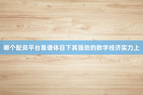 哪个配资平台靠谱体目下其强劲的数字经济实力上