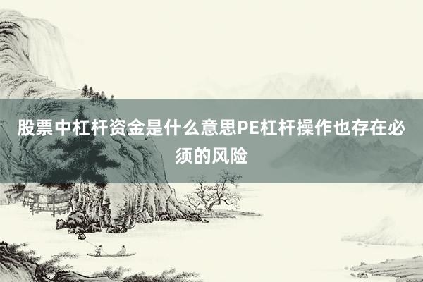 股票中杠杆资金是什么意思PE杠杆操作也存在必须的风险