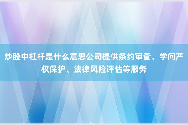 炒股中杠杆是什么意思公司提供条约审查、学问产权保护、法律风险评估等服务