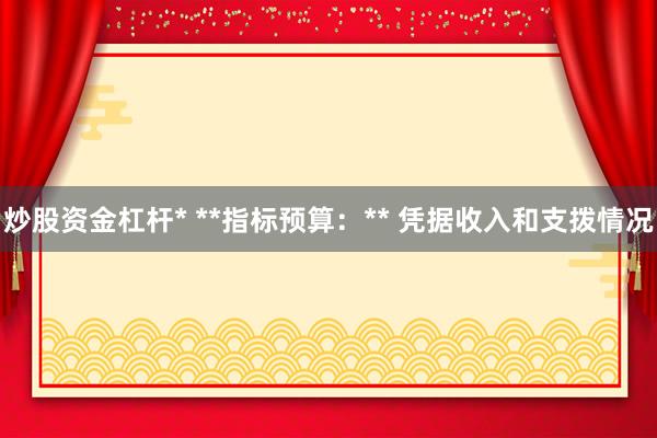 炒股资金杠杆* **指标预算：** 凭据收入和支拨情况