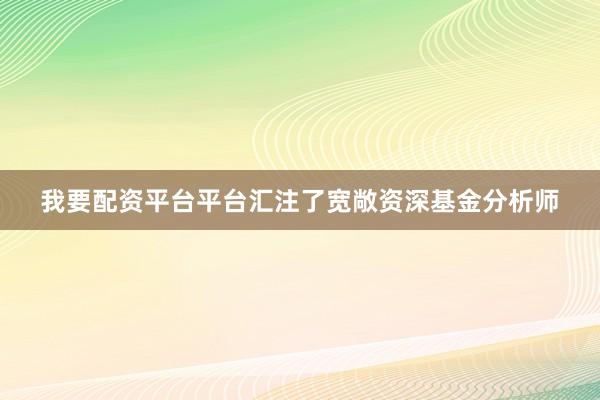 我要配资平台平台汇注了宽敞资深基金分析师