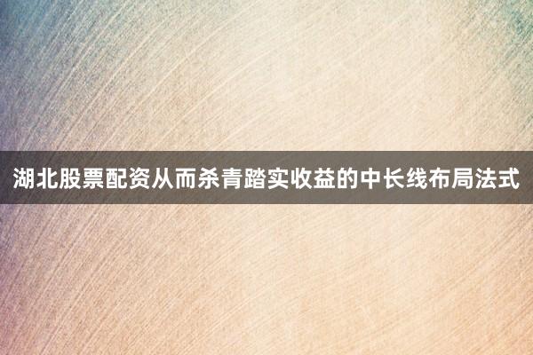 湖北股票配资从而杀青踏实收益的中长线布局法式