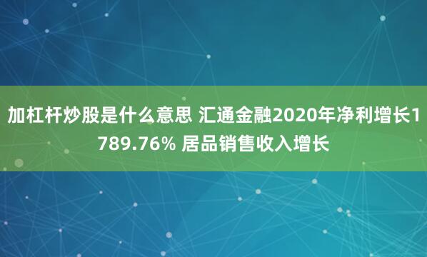 加杠杆炒股是什么意思 汇通金融2020年净利增长1789.76% 居品销售收入增长