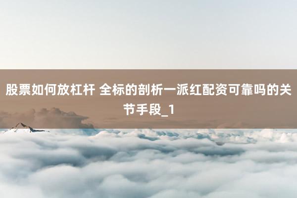 股票如何放杠杆 全标的剖析一派红配资可靠吗的关节手段_1