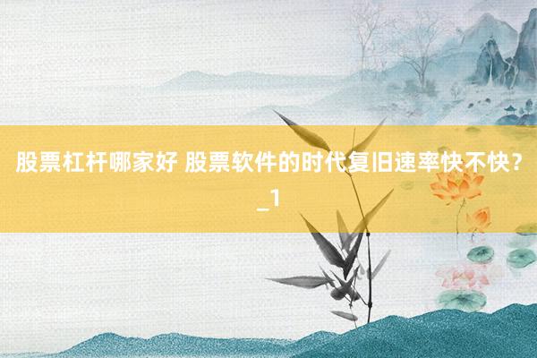 股票杠杆哪家好 股票软件的时代复旧速率快不快？_1