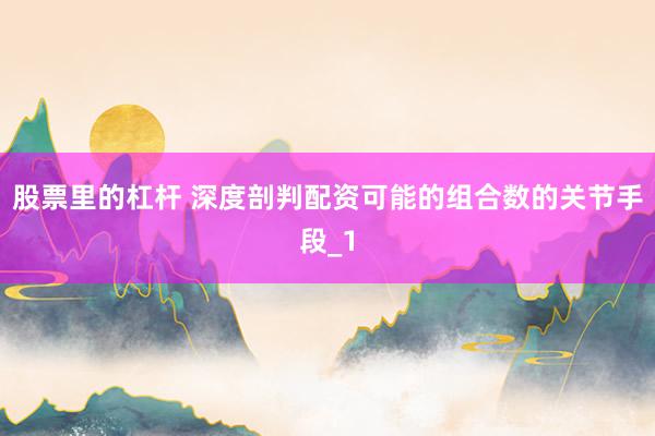 股票里的杠杆 深度剖判配资可能的组合数的关节手段_1