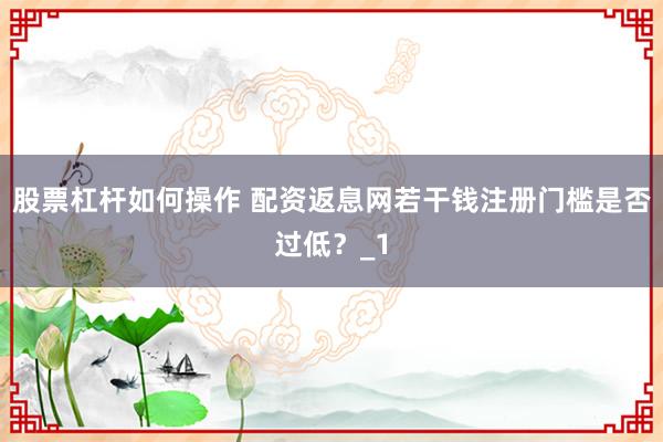 股票杠杆如何操作 配资返息网若干钱注册门槛是否过低?_1